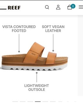 REEF  Cushion Vista Hi Tan Cork Double-Strap Slide Sandals US9